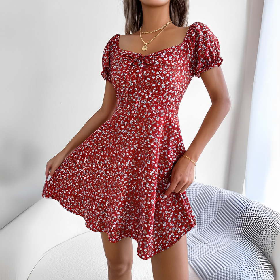 Vestido Curto Floral Grace - Manga Curta