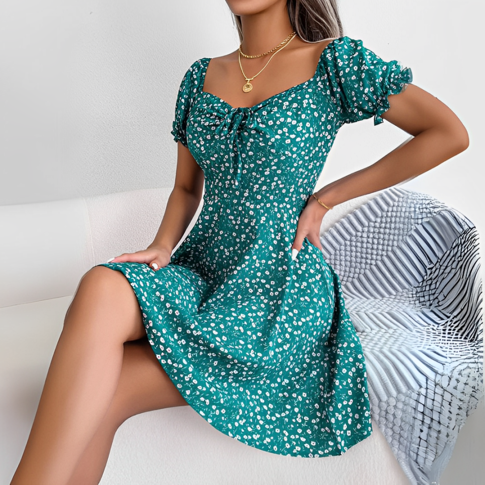 Vestido Curto Floral Grace - Manga Curta