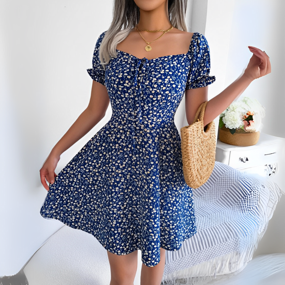 Vestido Curto Floral Grace - Manga Curta
